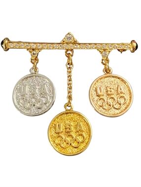 Official USA Olympic Medal Trio Drop Pin - Gold, Silver, Rose Gold Medals